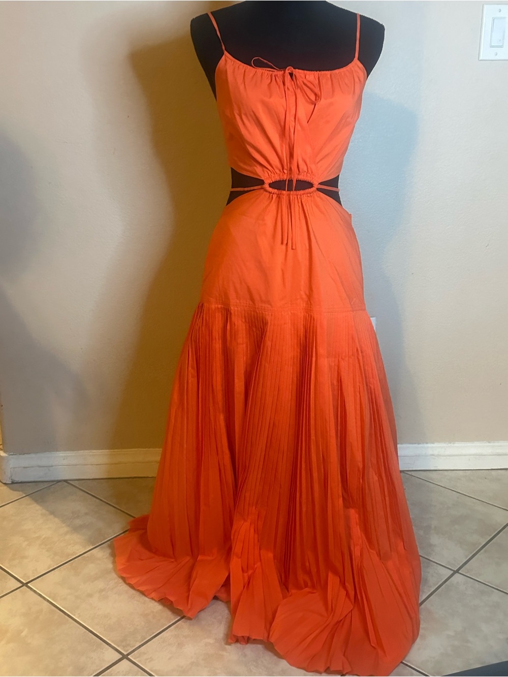 Jonathan Simkhai Orange Cutout Tie-Front Maxi Dress